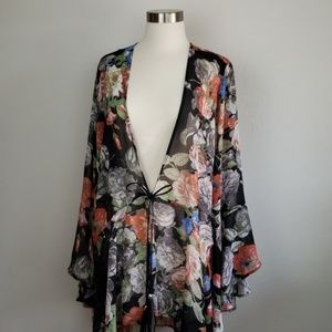 La Vanya Women's Black Floral Kimono Size 3X